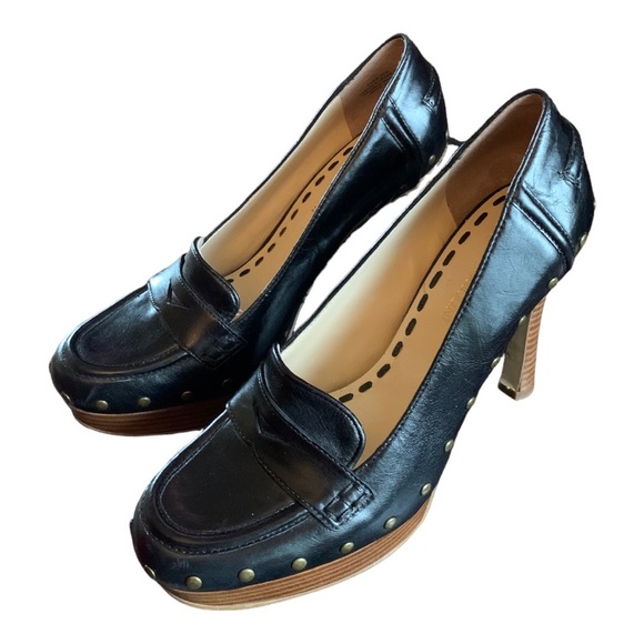 Enzo Angiolini Black Women's Pumps - Size 7.5M - Edgy Metal Studs - Picture 2 of 10